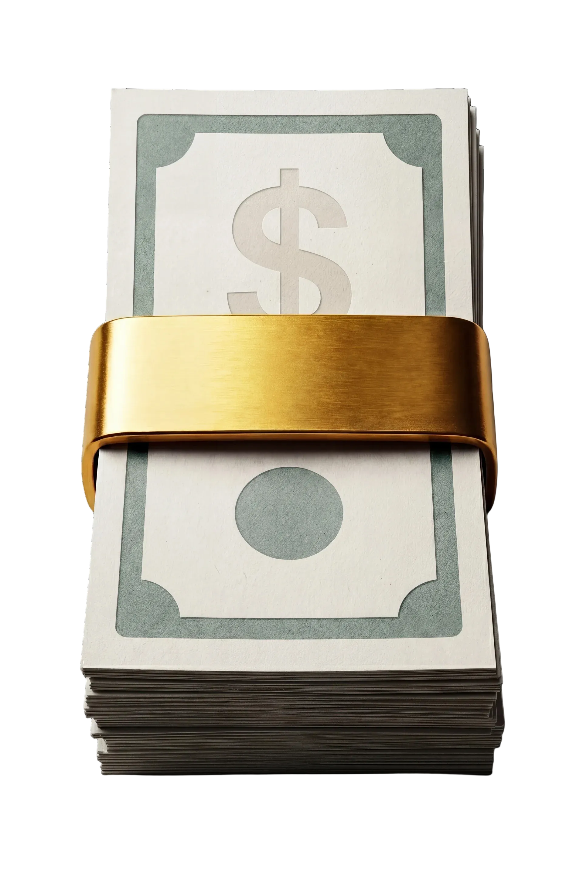 Cash stack manifestation symbol on white background, clean minimal digital asset for wealth vision board