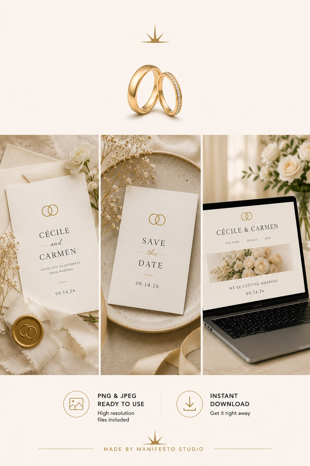 Wedding Bands Manifestation Emblem | Vision Board Icon - Manifesto Studio