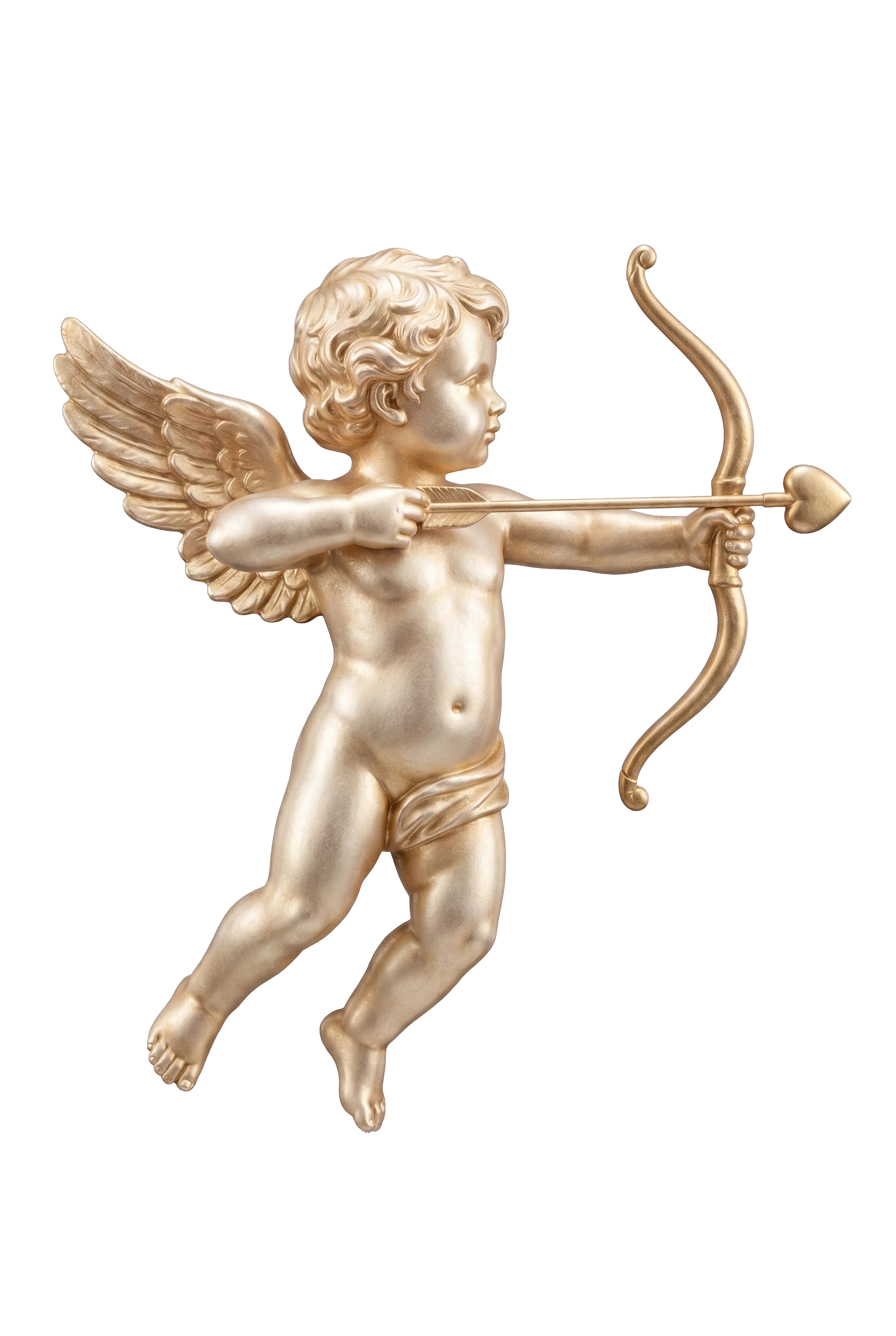 Gold Cupid manifestation symbol holding a bow and heart-shaped arrow for love and relationship vision boards.