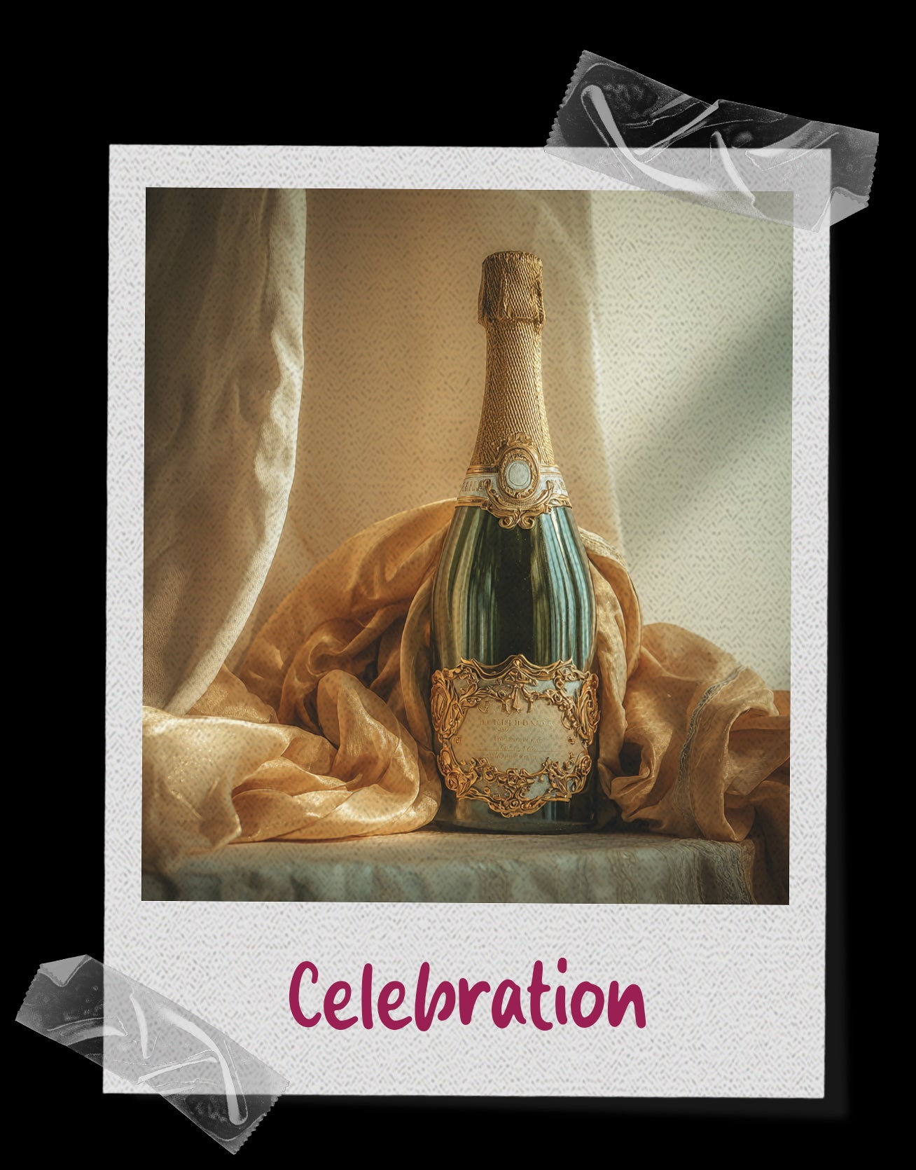 Celebration career success symbol featuring an elegant champagne bottle for a 4×6 vision board printable.
