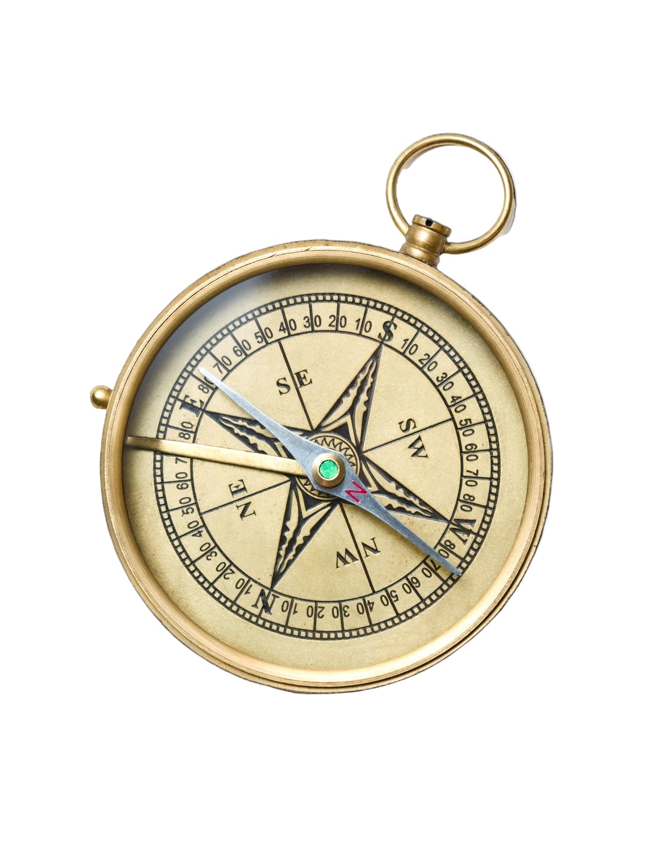 Elegant vintage gold compass manifestation symbol representing clarity, direction, focus, purpose, and future goals.