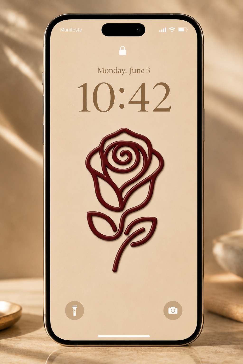 rose manifestation symbol displayed as a phone lock screen wallpaper for love and relationship visualization
